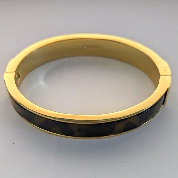 J. Crew Faux Tortoise Shell Gold Tone Oval Bangle Bracelet - Picture 1 of 4